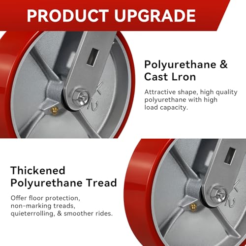 8"x2" Industrial Casters- Heavy Duty casters,Polyurethane Casters Wheel,Capacity up to 6000 Lb. Use for Platform Truck, U-Boat Cart,Workbenches(4 Swivel) - style: 8 inch