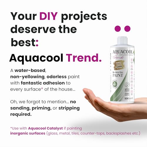 Aquacool Trend MAC All-in-One Furniture Paint – No Sanding No Primer, Chalk Paint for Cabinets, Wood, Tile & Countertops | Self-Leveling Matte | 16.9 fl oz, 53 sq ft| 6021 Pale Green - color: RAL 6021 Pale Green