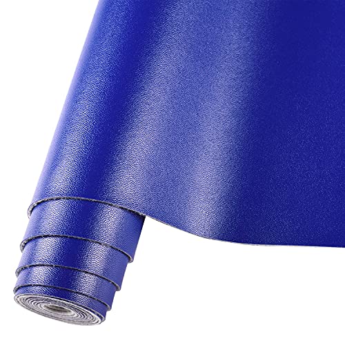 HGUAN Smooth Solid Color Blue Faux Leather 12"X53"(30cmX135cm),Faux Leather Sheets Roll Very Suitable for Making Crafts, Leather Earrings, Bows,Sewing (Blue) - color: Blue