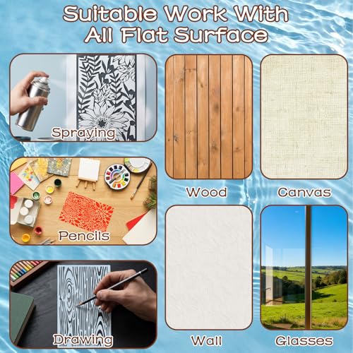 12PCS Stencils for Painting, Mixed Geometric Flower Stencils Kit