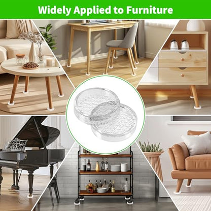 1.6"x1.6" Round Rubber Furniture Caster Cups, 12 PCS Chair Coasters for Carpet - Clear Non Slip Furniture Pads with Grip, Carpet Protector for Furniture Legs - Protect Any Flooring - size: 1.6" 12pcs Clear