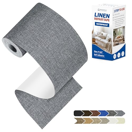 KING MOUNTAIN Linen Repair Patches, Self-Adhesive Fabric Patches, 4 X 63 inch Extra Size, Multi Color, Can be Used for Sofa Repair (Grey) - color: Grey, size: 4" Wx 63"L