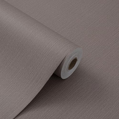 Haimin Fabric Wallpaper 24" x 393" Peel and Stick Textured Contact Paper - color: Brown