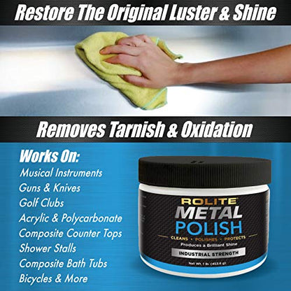 Rolite - RMP45z2PK Metal Polish Paste - Industrial Strength Scratch Remover and Cleaner, Polishing Cream for Aluminum, Chrome, Stainless Steel and Other Metals, Non-Toxic Formula, 4.5 Ounces, 2 Pack - size: 4.5oz, style: 2 Pack