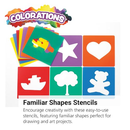 Colorations Familiar Shapes Stencils, 8", Set of 12 - style: Assorted 12PK