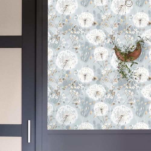 Nukofal Floral Wallpaper Peel and Stick Dandelion Contact Paper 16.9"x118" - color: Dandelion, size: 16.9" x 118.1"