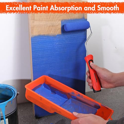 ValueMax Paint Roller Kit, 14-Piece 4 Inch Paint Roller Kit with High-Density Foam Paint Rollers, Microfiber Paint Rollers, Paint Tray for Painting Cabinets, Doors, Craft Work
