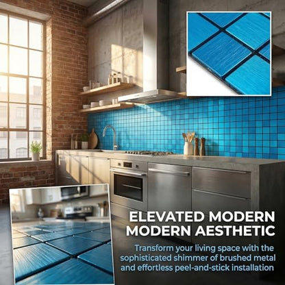 10pcs Waterproof Mosaic Wall Stickers, Blue - color: Blue