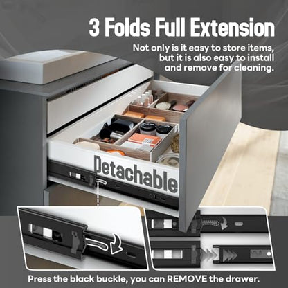 1 Pair 14 inch Soft Close Drawer Slides Side Mount Rails - color: Black-Soft close, size: 14 Inch