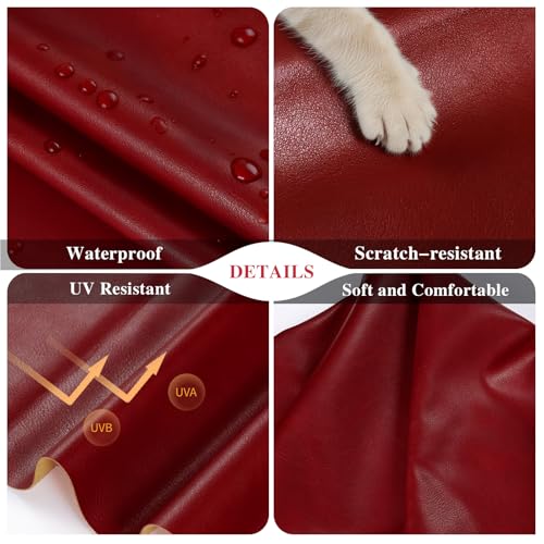 Faux Leather Fabric, Marine Vinyl Upholstery Fabric 55" x 36", 1.05mm Thick Soft Durable Synthetic Material for Sofa Chairs Bags Car Seats Furniture DIY Crafts Sewings, Red - color: Red, size: Pre-cut 1 Yard (54" x 36")
