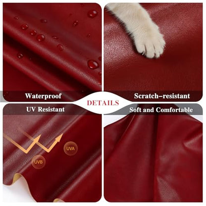 Faux Leather Fabric, Marine Vinyl Fabric, 1.05mm Thick Vinyl Upholstery Soft Durable Synthetic Material PU Leather for Sofa Chairs Bags DIY Crafts Sewings,5 Yard 55" x 180" Red - color: Red, size: Pre-cut 5 Yard (54" x 180")