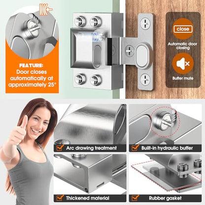 Glass Door Hinges,Soft Close,304 Steel for 5-8mm Thick Glass Door - color: Silver