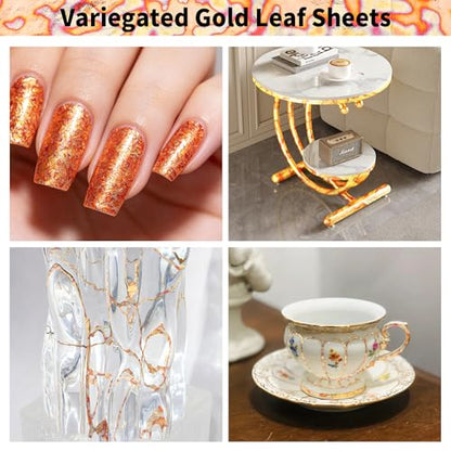 KINNO Variegated Gold Leaf Sheets 25PCS Irregular Polka Dot Pattern - color: Irregular Polka Dot
