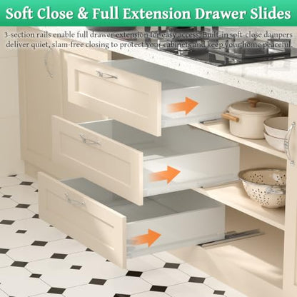 Undermount Drawer Slides,24inch Bottom Mount Full Extension Drawer Slides,Soft Close Hydraulic Damper,3D Adjustable&Quick Release, 100 Lbs Load Capacity Cabinet Concealed Drawer Slides,1 Pair(2-Pack) - size: 24 Inch
