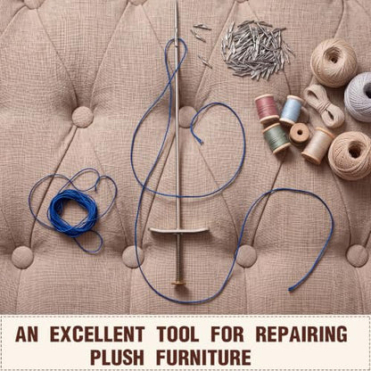 Otoolling 1 Pcs Button Tufting Needle with 100 Tufting Clasp for Upholstery