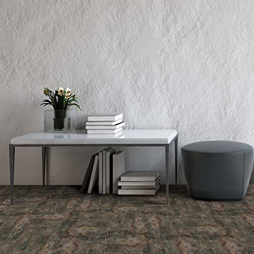 Nexus Self Adhesive 12-Inch Vinyl Floor Tiles, 20 Tiles, 12 x 12 in - color: Dark Slate Marble, style: Marble look