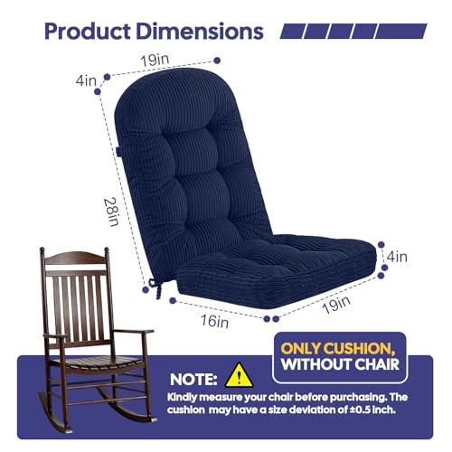 idee-home Rocking Chair Cushions Indoor, Glider Rocker Replacement Cushions - color: Navy, size: 28 X 19 X 4 In & 16 X 19 X 4 In