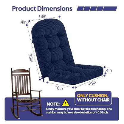 idee-home Rocking Chair Cushions Indoor, Glider Rocker Replacement Cushions - color: Navy, size: 28 X 19 X 4 In & 16 X 19 X 4 In