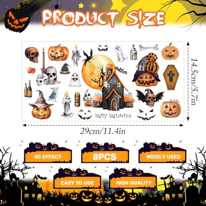 Halloween Rub on Transfers for Crafts - 8 Sheets Happy Halloween Rub on Transfer Stickers for Furniture Pumpkin Skeleton Rub on Transfers for Wood DIY Home Decor 11.4x5.7 Inch - style: Happy Halloween