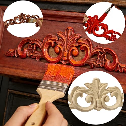 Nsrisml Wooden Decals Trim Rosette Inlays, Wood Appliques Onlays for Wall Cabinet Dresser Staircase DIY Projects (4Pcs, 7.87") - color: 4-pack, size: 20x5cm/7.87" x1.97"