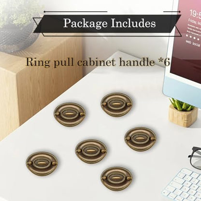 6 Pieces Antique Brass Drawer Pulls - Dresser and Cabinet Knobs, Kitchen Hardware for Cabinets, Handles for Dresser Drawers, Decorative Door Pulls (Antique Brass)