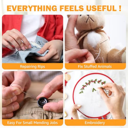 43PCS Sewing Kit for Adults – Needle and Thread Kit with Big Eye Needles, Threader & Strong Thread – for Hand Sewing, Repairs & Patching, Daily Use