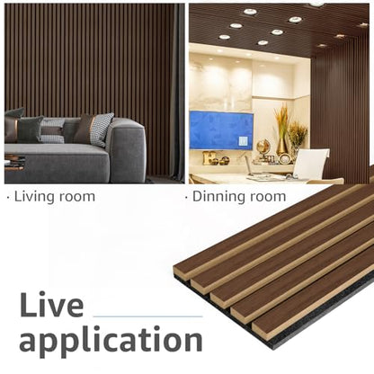 Art3d 6-Pack Soundproof Wood Slat Wall Panel, 94.5 x 7.9 Inch, Deep Walnut - color: Dark Walnut, size: 6Pcs - 94.5 * 7.9 inch