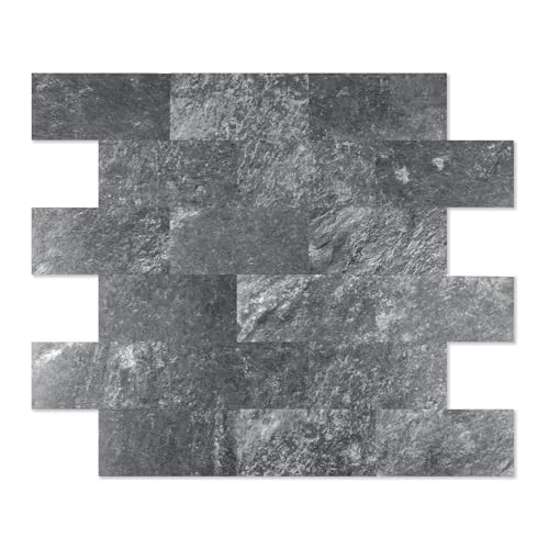 2026 New Upgrade Peel and Stick Backsplash Tile, Peel and Stick 11.34" X 11.57" Wall Tile for Kitchen, Bathroom, Fireplace, Laundry (Dark Rock, 10 Packs) - color: Dark Rock
