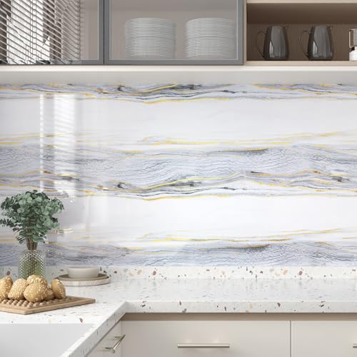 Luxury White Marble Contact Paper Peel and Stick for Countertops