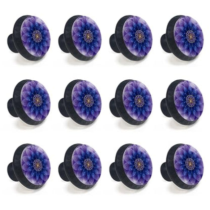 12 Pack Purple Mandala Flower Cabinet Knobs for Kitchen Bathroom - size: 12PCS - 1.37"L x 1.1"W