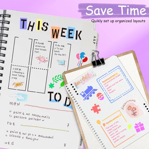Yazhiji 36 PCS Journal Diary Stencils, Planner Stencils for Junk Journal Notebook Diary Scrapbooking DIY Supplie Drawing Template Journal Stencil 4x7 Inch - color: Journal Diary