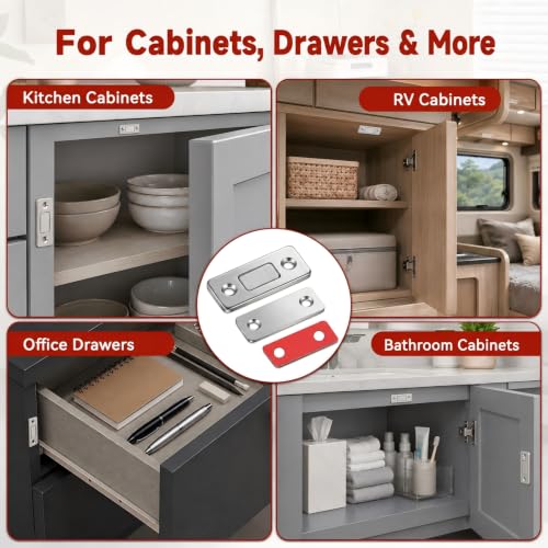 Cabinet Magnets for Closure, 4 Pack Ultra-Thin Cabinet Door Magnets
