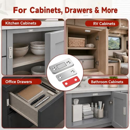 Cabinet Magnets for Closure, 4 Pack Ultra-Thin Cabinet Door Magnets