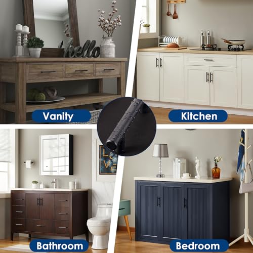 HBL' 30 Pack | 3 Inch Center to Center Matte Black Cabinet Pulls Kitchen Cabinet Handles,Made of Stainless Steel,Ideal for Cabinet,Drawer,Cupboard and Wardrobe. - color: Black, size: 5-Inch Length (3-Inch Hole Center)