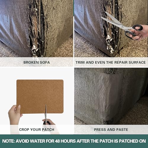 Azobur Couch Patch Repair Fabric,Microfiber Fabric, Self-Adhesive, for Sofa Repair and Upholstery, 2 Pieces, 9.5 x 11 inches (Light Brown) - color: Light Brown, size: 9.5" x 11"-2 PCS