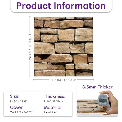 3D Faux Stone Wall Panels Peel and Stick, Designed for Quick DIY - color: Stone-SM-D