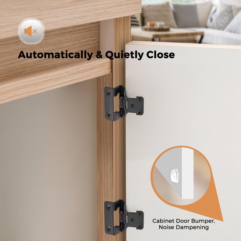 Ravinte Matte Black Semi-Overlay 1/2 inch Self-Closing Hinges, 50 Pack - color: Matte Black