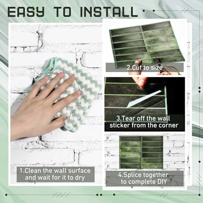 Drydiet 10 Sheets Peel and Stick Tile Backsplash Bulk, 11.43” x 9”, Green - color: Green