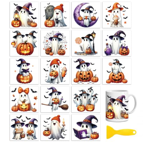 Peacoblue Halloween Ghost Bat Rub On Transfers for Craft, Transfer Sticker - style: Halloween Ghost and Bat