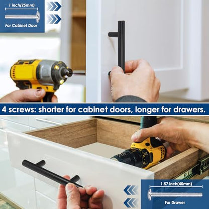 HBL' 30 Pack | 3 Inch Center to Center Matte Black Cabinet Pulls Kitchen Cabinet Handles,Made of Stainless Steel,Ideal for Cabinet,Drawer,Cupboard and Wardrobe. - color: Black, size: 5-Inch Length (3-Inch Hole Center)