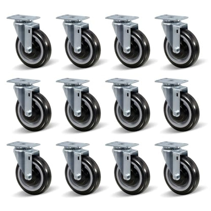5" Caster Wheels, Heavy Duty Industrial Casters, Polyurethane Shopping Cart Wheels Replacement for Cart, Each Swivel Caster Loads 350lbs (12 Swivel) - style: 12 Swivel