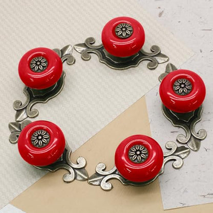 Ceramic Knobs, Red Dresser Knobs, 10pcs - color: Red, size: 10 Pieces