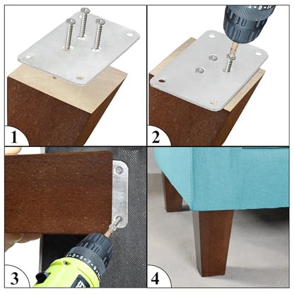 Wood Furniture Legs 6 inch Sofa Legs Square Couch Legs Universally Applicable Replacement Legs for Ottoman, Dresser, Easy to Install, Normal Size for U.S.Made and Other Furniture - size: 6 inch (4pcs) Universal (No hanger bolt)