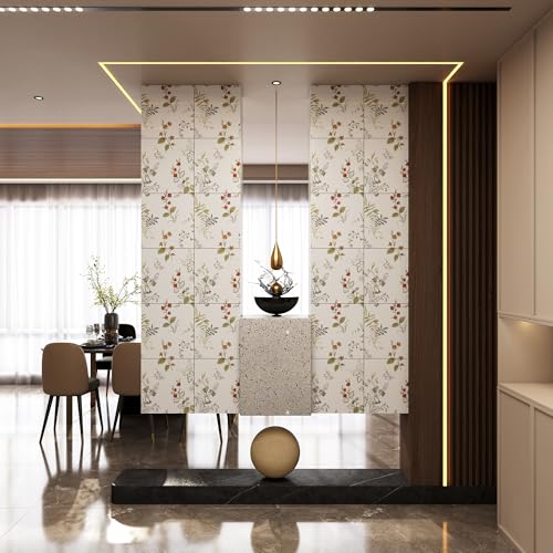 20pcs Floral Marble Peel and Stick Shower Wall Panels 11.8"x11.8" - color: Floral-patterned