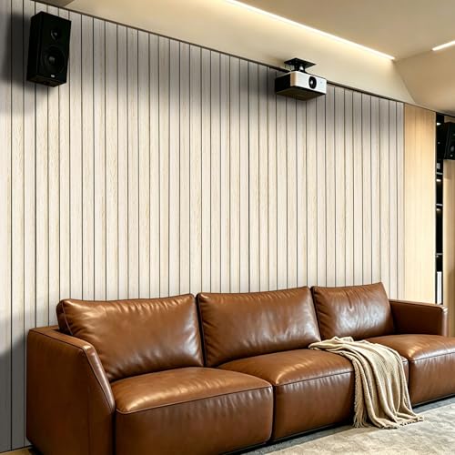 3D Peel and Stick Wall Panels PVC Grille Slat 394"x15.8" Self-Adhesive Wall Sticker Soundproof Paneling for Walls and Ceiling in Faux Herringbone Oak Texture - color: Herringbone Oak, size: 394"x15.8"