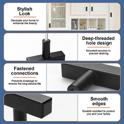 AEEKEL 30 Pack Matte Black Kitchen Cabinet Knobs, 2" Length Drawer Handles - color: Matte Black, size: Single Hole
