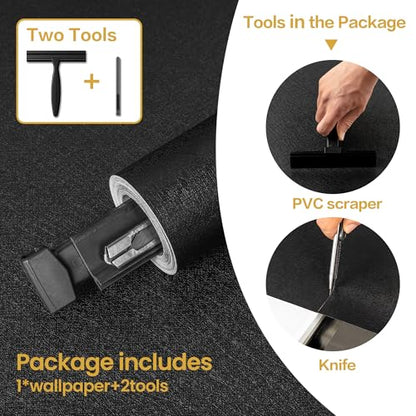 Black Wallpaper Peel and Stick with Tools, Matte Black Contact Paper - color: Black, size: 17.7" x 590.5"
