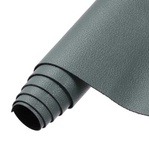 MECCANIXITY Faux Leather Sheets, 8x53 Inch (20x135cm) Smooth Solid PU Leather Fabric Roll for DIY Handmade Craft Sewing Bowing Earrings, Gray Forest Green/Black - color: Gray Forest Green/Black, size: 8x53 Inch