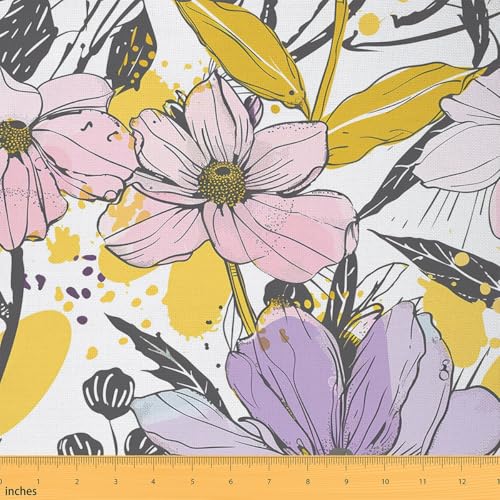 Feelyou Flower Botanical Fabric By The Yard Soft - color: Multi 19, size: 1 Yard