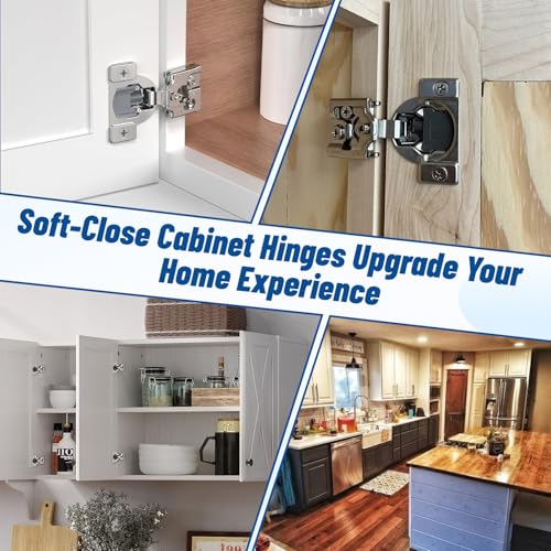 TopDirect 20 Pack Overlay Soft Close Door Hinges,1/2 inch Kitchen Cabinets Hinges for Face Frame Door,105°Opening Angle Concealed Self Closing Cabinet Hinges - size: 20 Pack